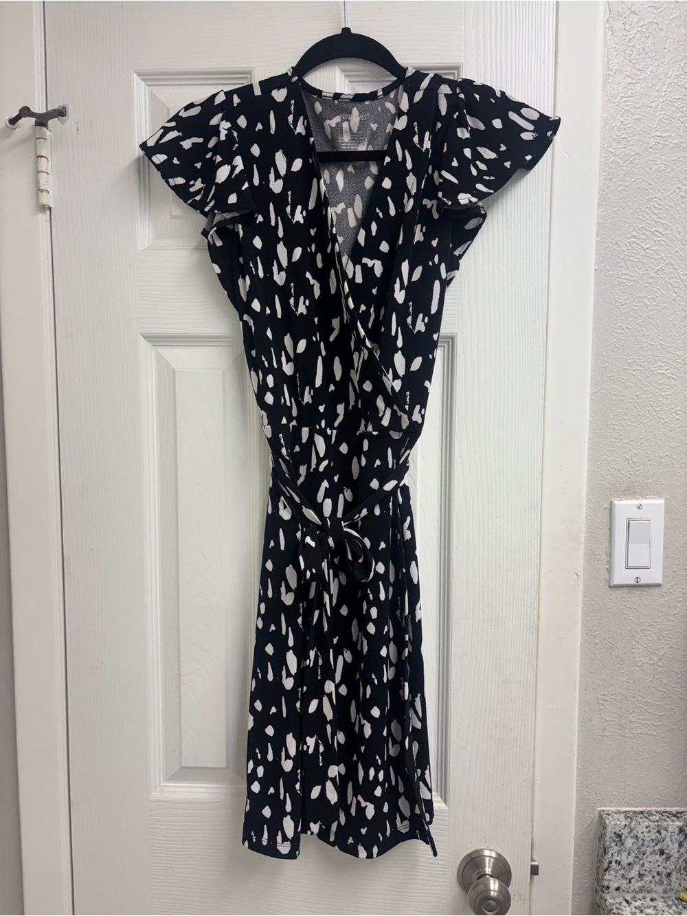Nine West Black and White Printed Wrap Dress